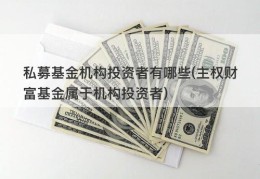 私募基金机构投资者有哪些(主权财富基金属于机构投资者)